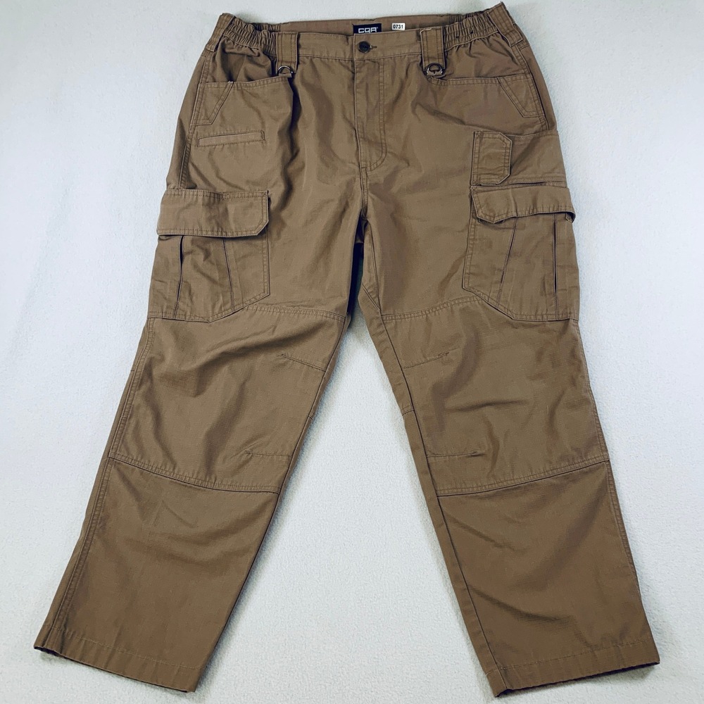 CQR Tactical Pants Men's 38W x 28L Khaki Water‎ Resistant Ripstop Cargo Military